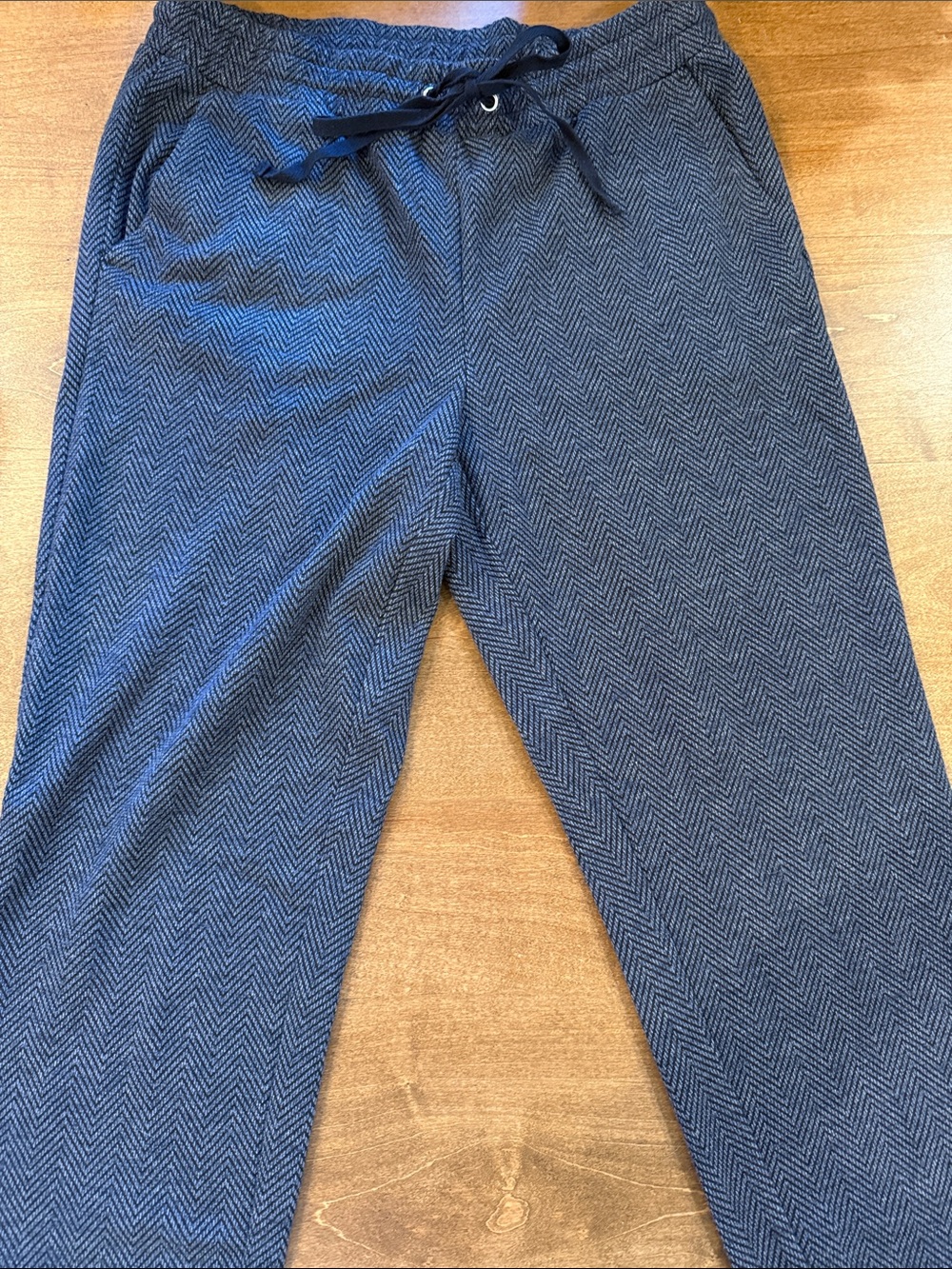 Herringbone Drawstring Pants - Blue